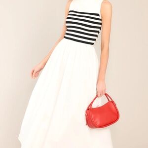 White Striped Sleeveless Maxi Dress - Size M - NWOT